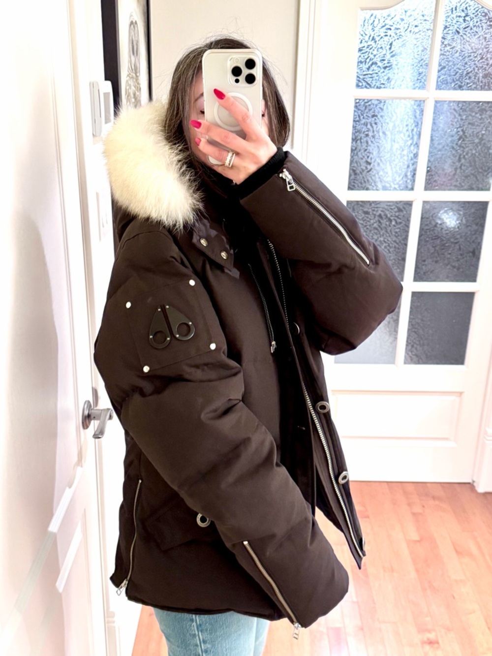 Moose Knuckles Brown Jacket with Silver Hardware